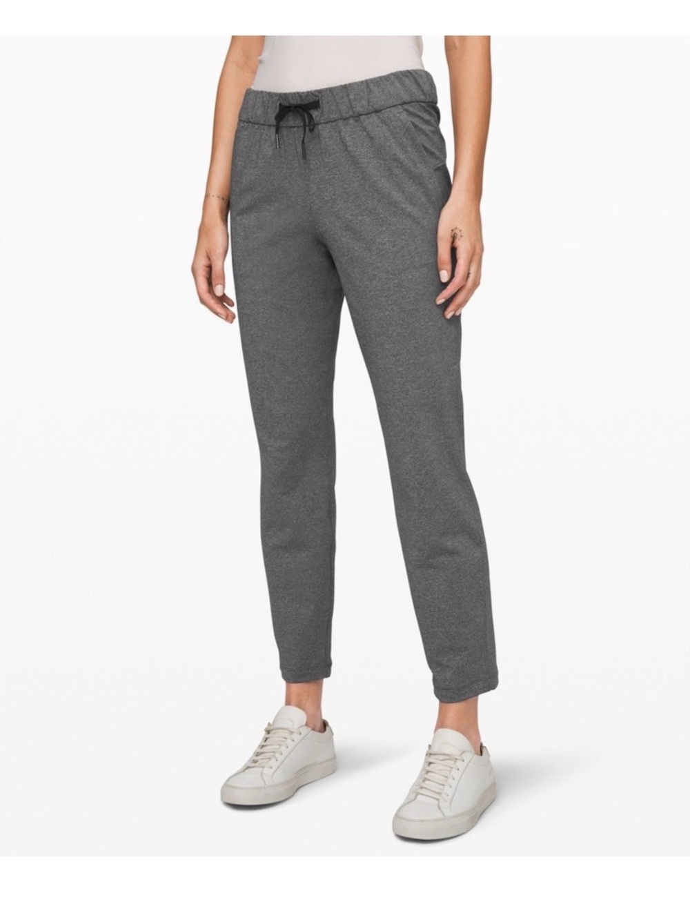 Lululemon On The Fly Pant sz 6 Heathered Black gray travel stretch loungewear